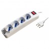 MULTIPRESA BIANCA N°4 PRESE SCHUKO/BIPASSO 10/16A - CON INTERRUTTORE CAVO CON SPINA ITA 2P+T 16A MKC